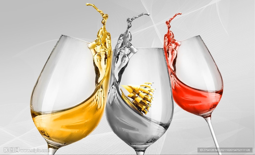 装饰画 晶瓷画 红酒杯