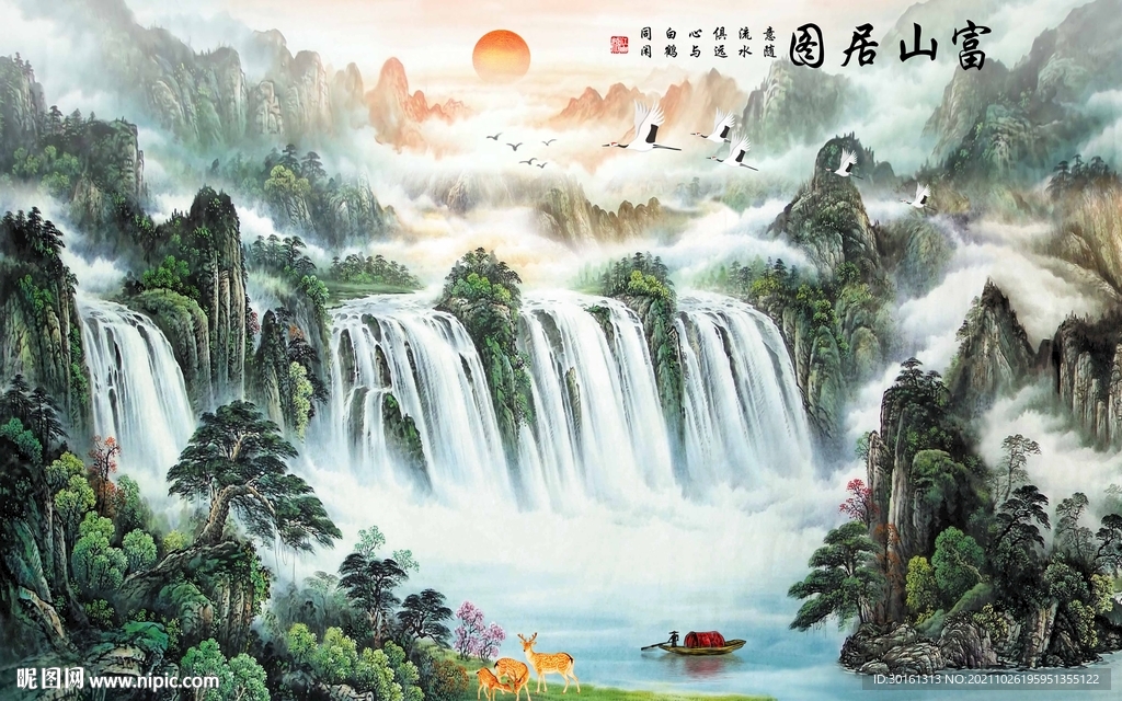 流水生财背景墙