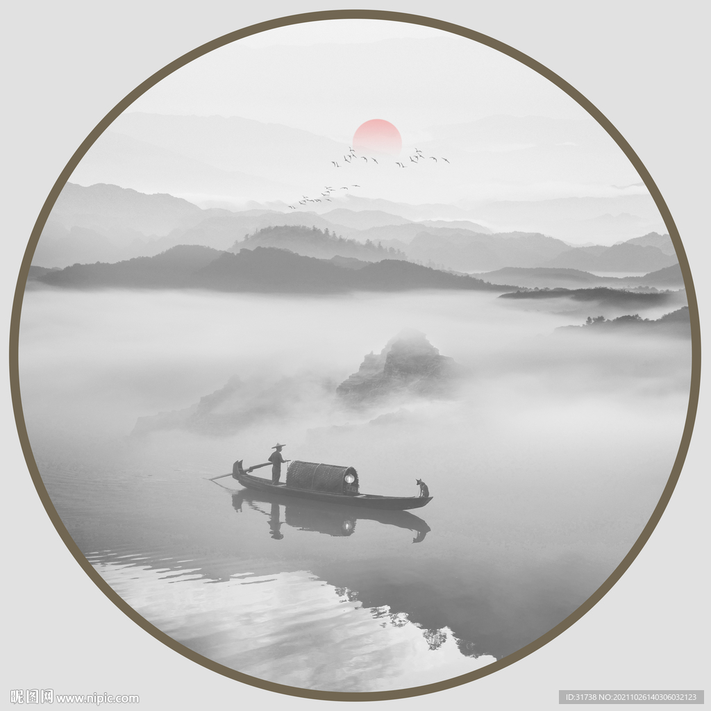 意境水墨山水画