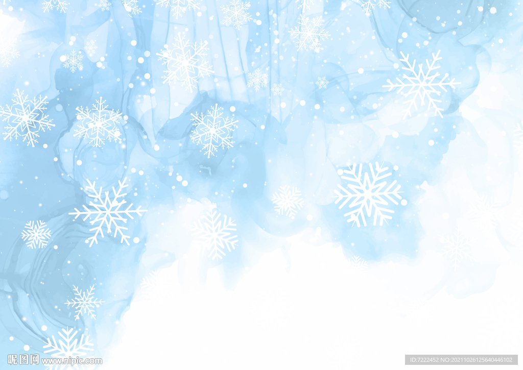 雪花主题水彩画