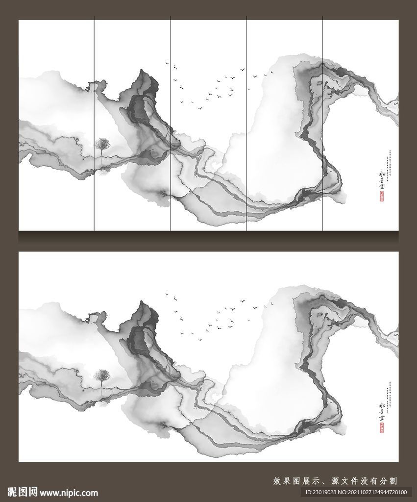 新中式屏风水墨画