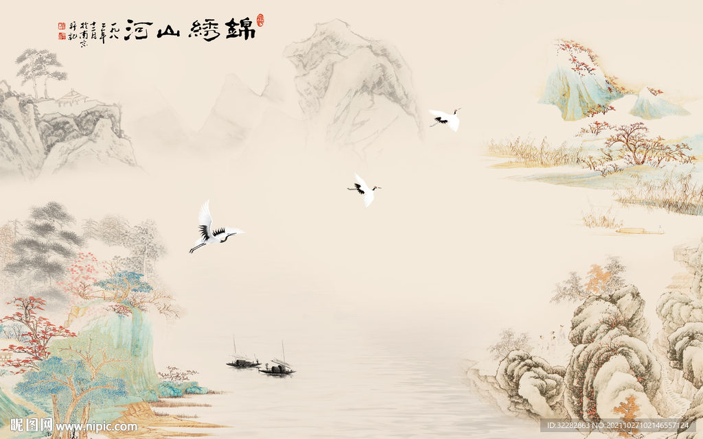 中国风意境背景山水 TIF分层