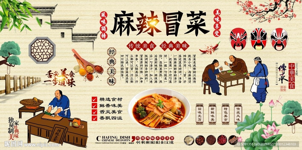麻辣冒菜背景墙