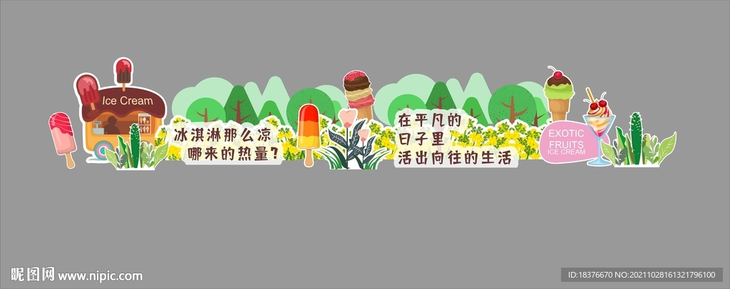 超市冰淇淋立风柜异形立牌