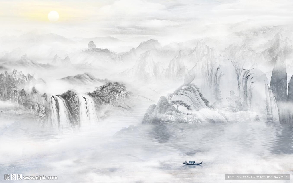 新中式山水背景墙