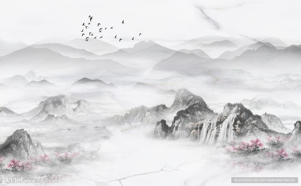 新中式山水背景墙