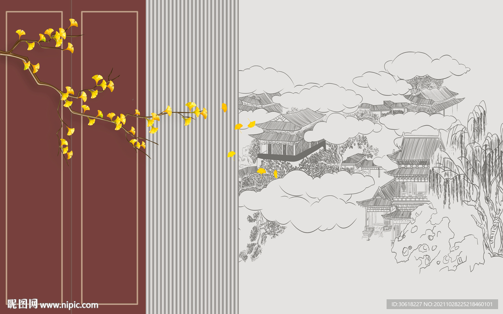 新中式现代电视背景墙