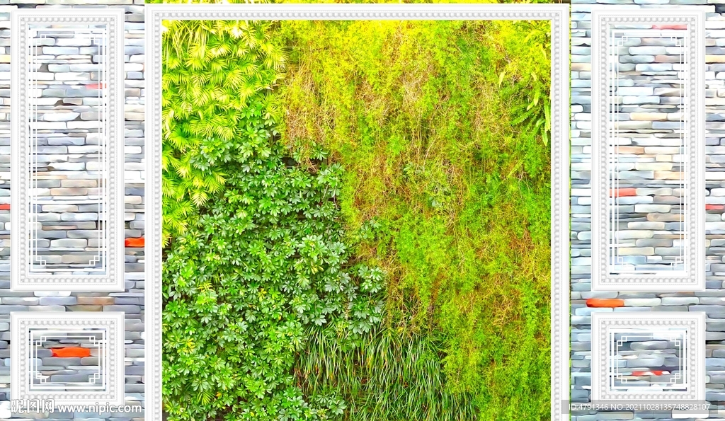 绿植青砖墙