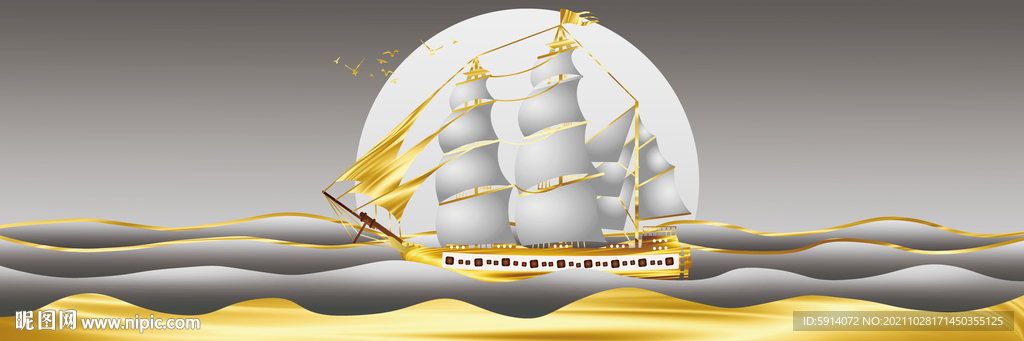 装饰画 晶瓷画 帆船