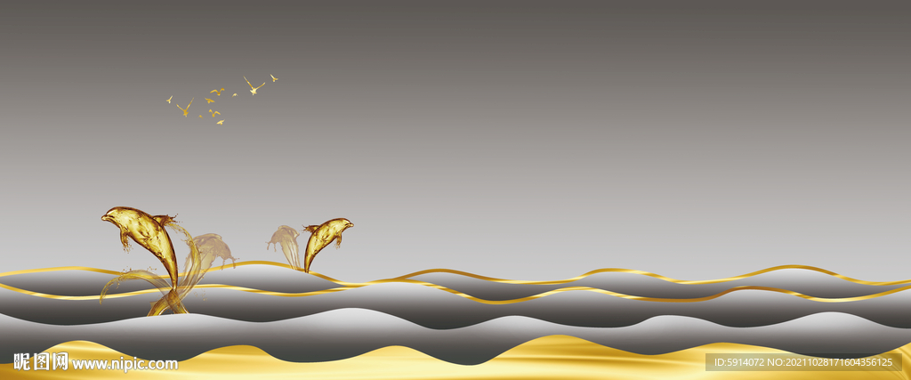 装饰画 晶瓷画 海豚