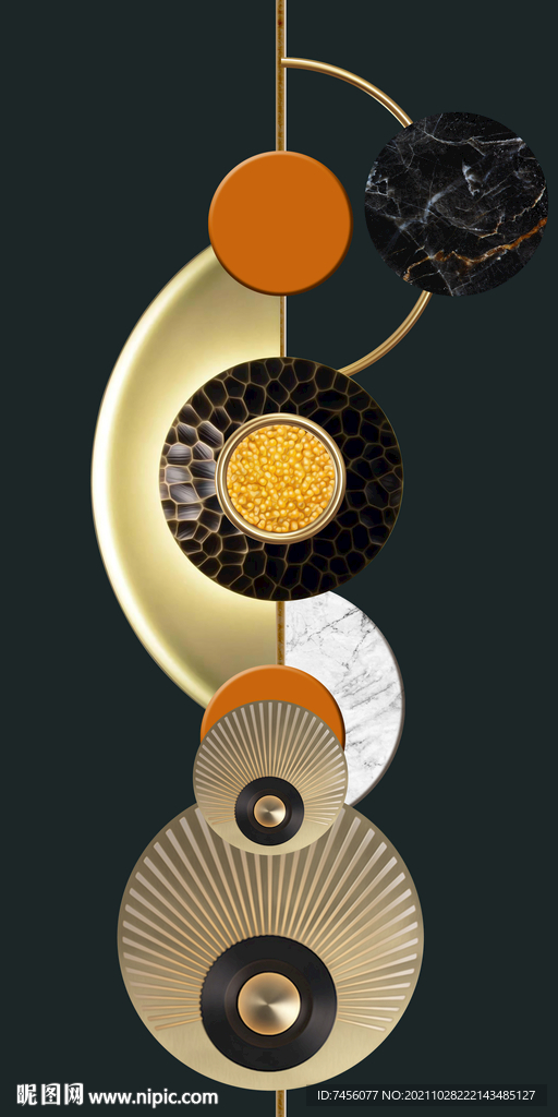 艺术轻奢圆球玄关装饰画