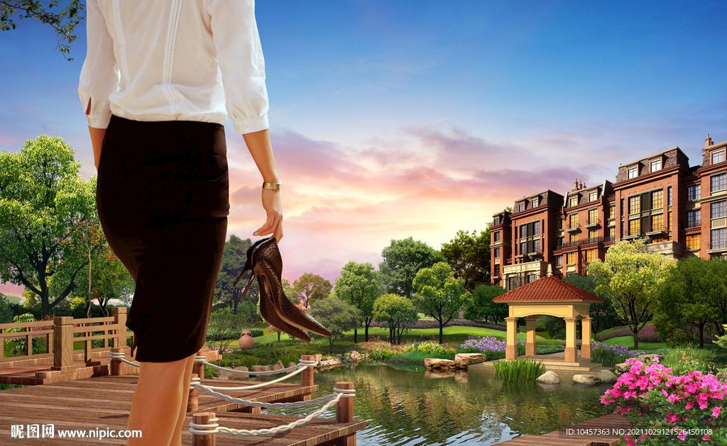 别墅洋房美女场景