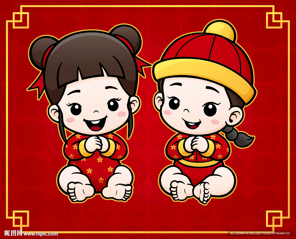 红色新年宝宝婴儿