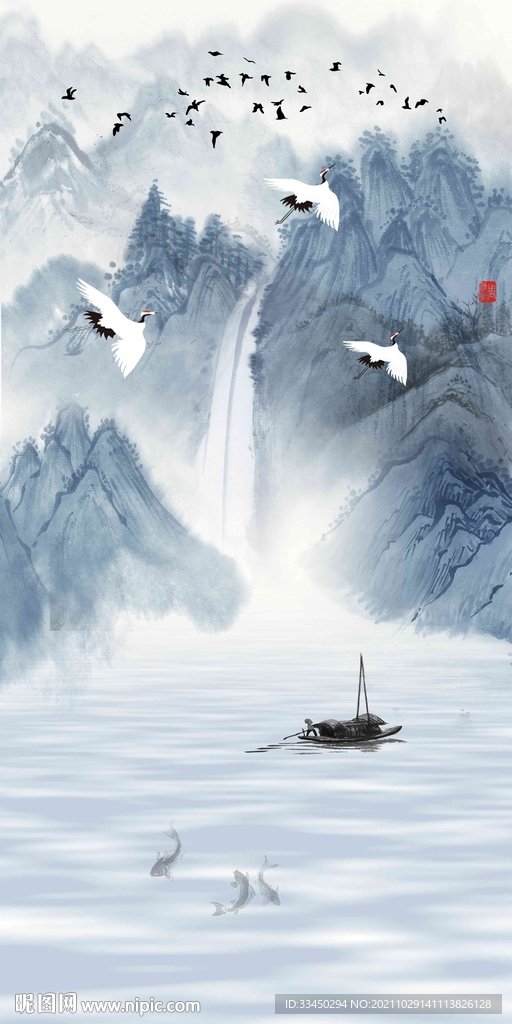 水墨玄关装饰画