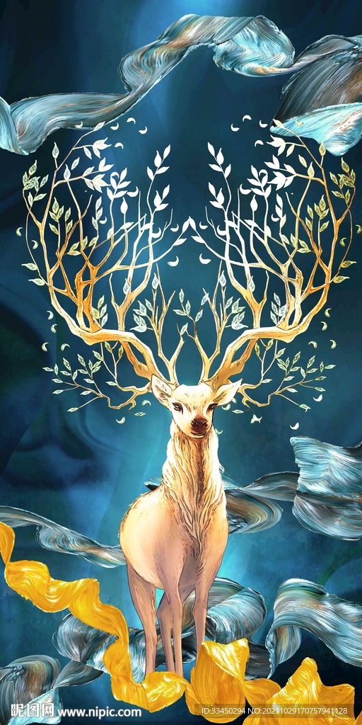 麋鹿玄关装饰画