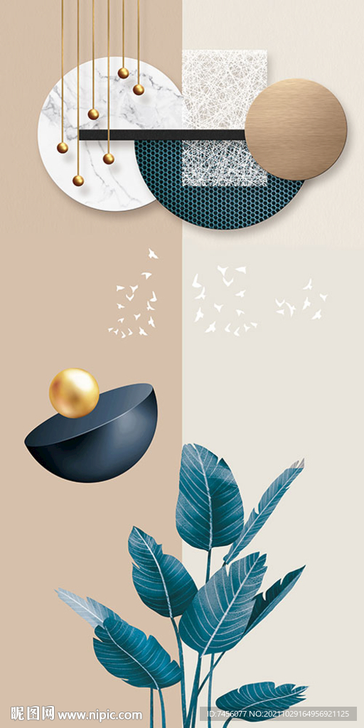 植物吊坠圆球立体玄关装饰画