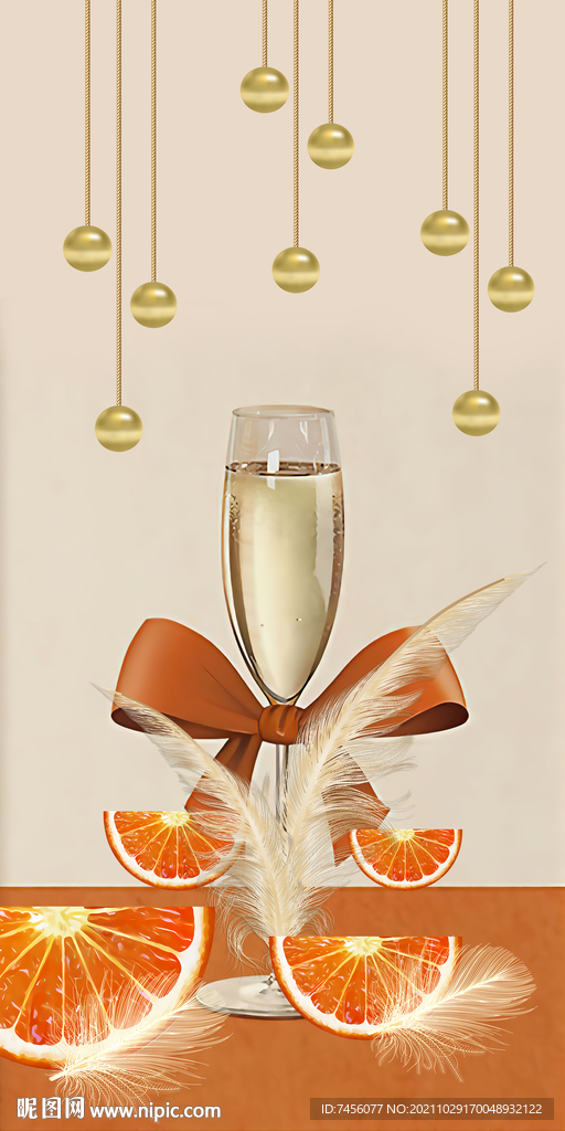 香槟橙子玄关过道装饰画