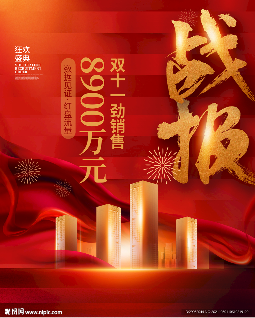 红金喜庆地产双十一销售成交喜报