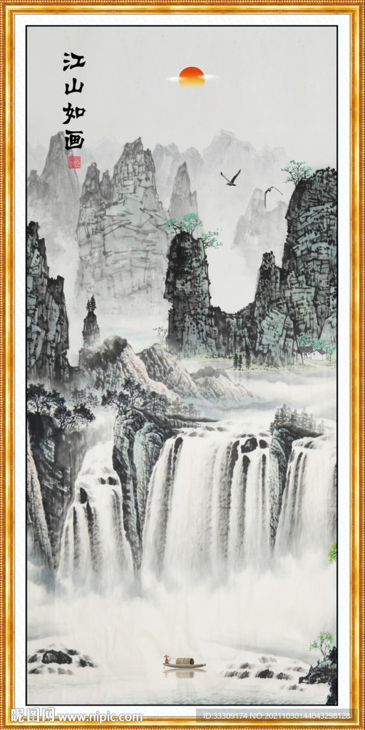 玄关画山水画