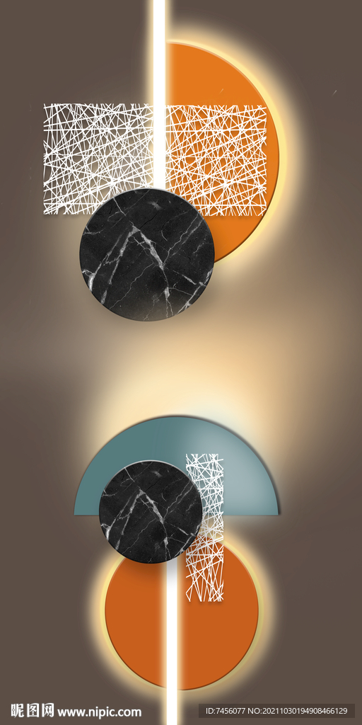 唯美时尚圆灯饰玄关装饰画