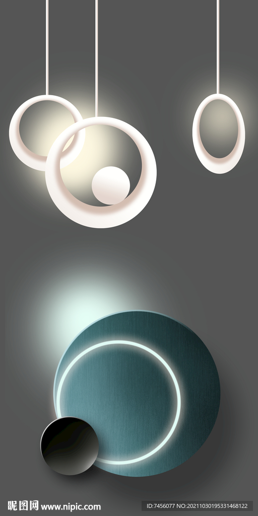 发光圆环时尚吊坠玄关过道