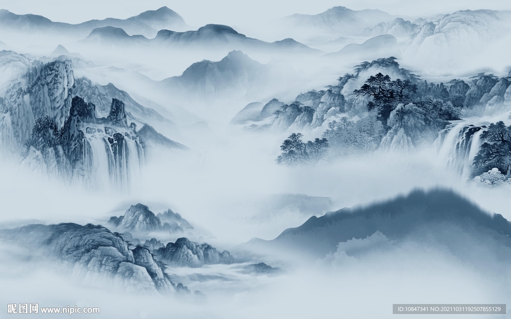 大气山水背景画 TIF分层图