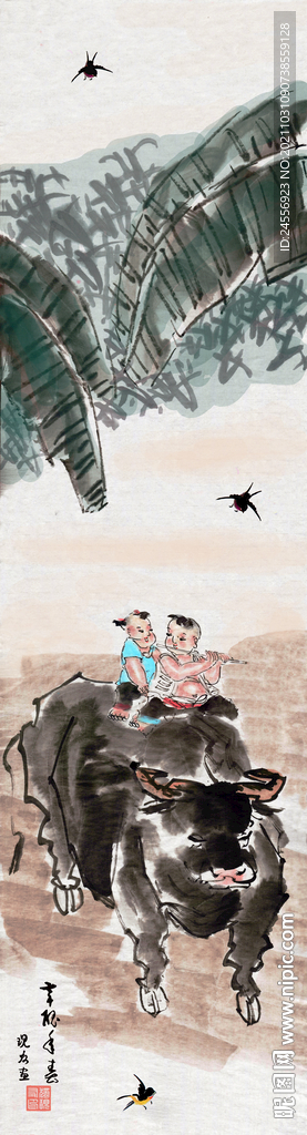 国画人物画放牛娃