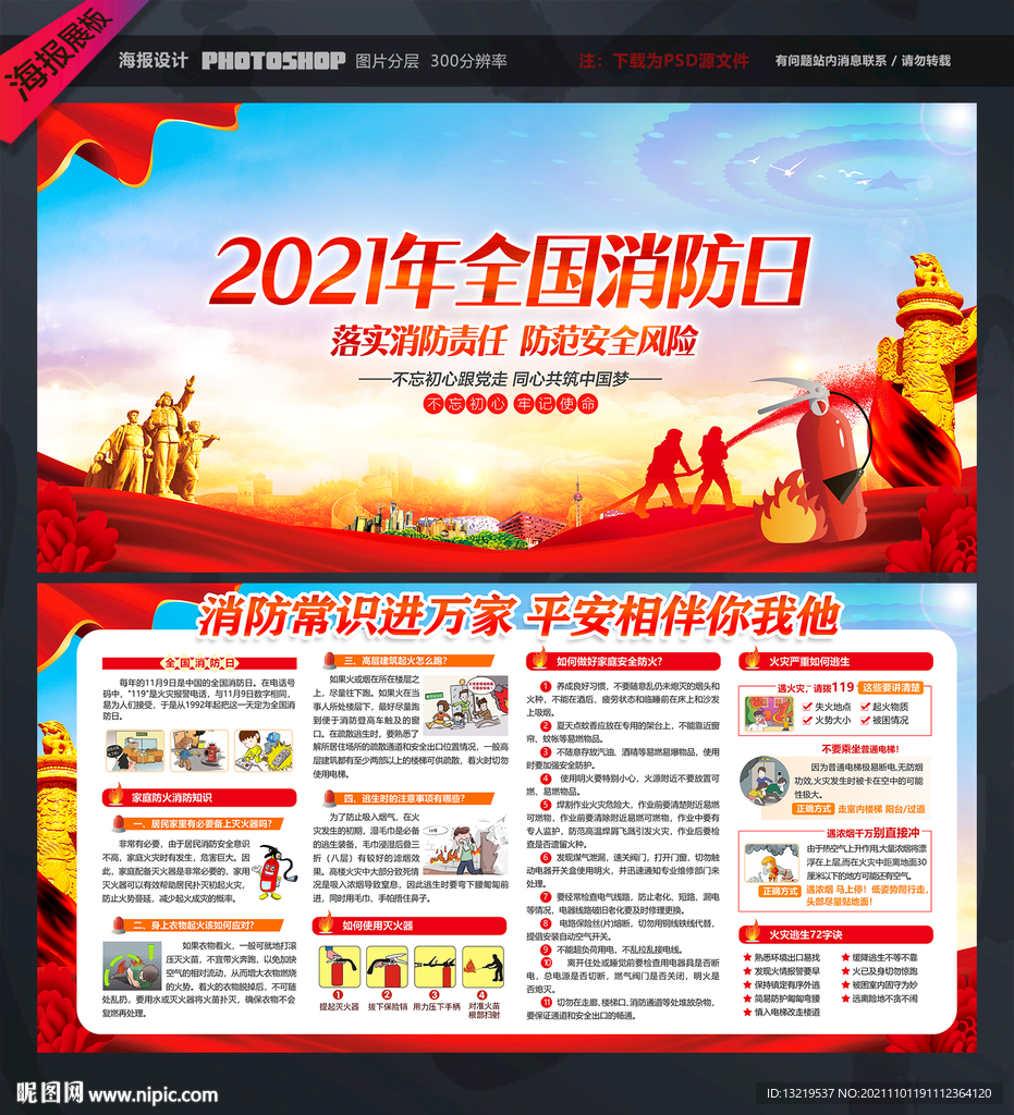 2021全国消防日展板