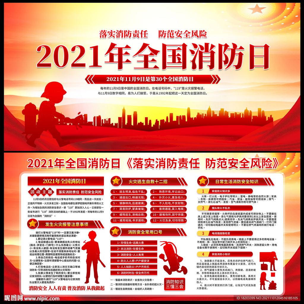 2021年全国消防日宣传栏展板