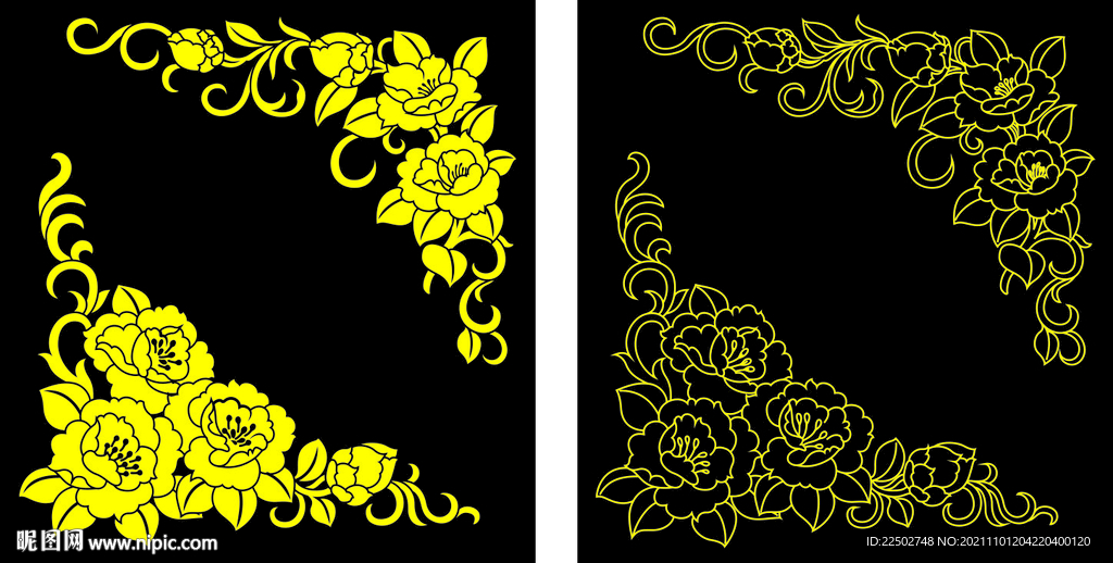 茶花角花花纹图案