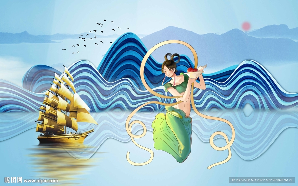 一帆风顺背景墙