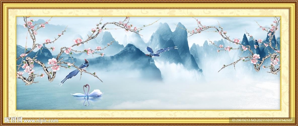 新中式水墨意境风景山水装饰画图