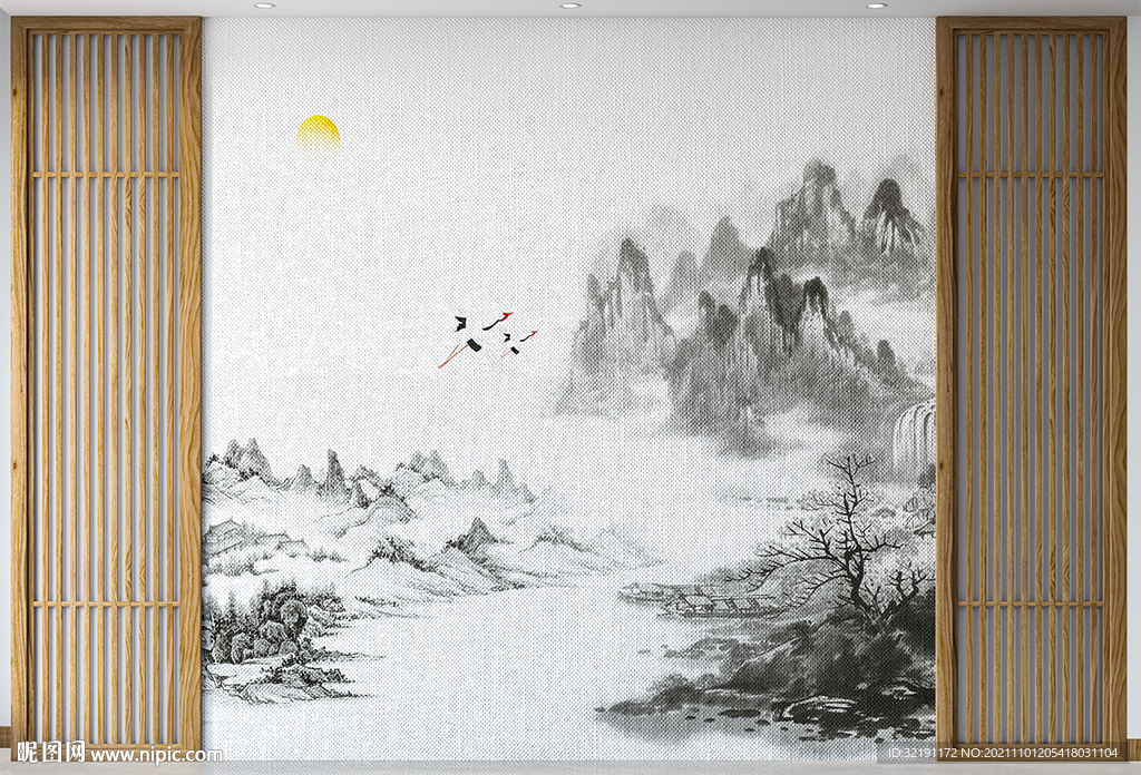 新中式3D背景墙