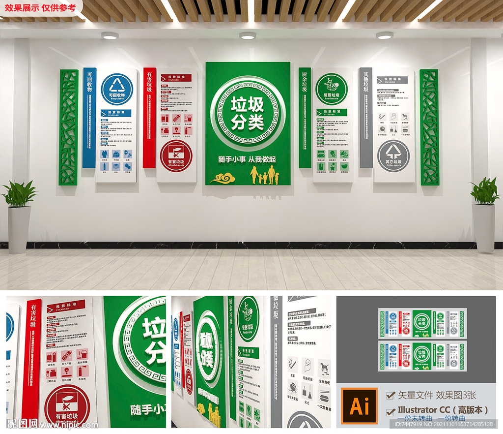 绿色环保垃圾分类文化墙