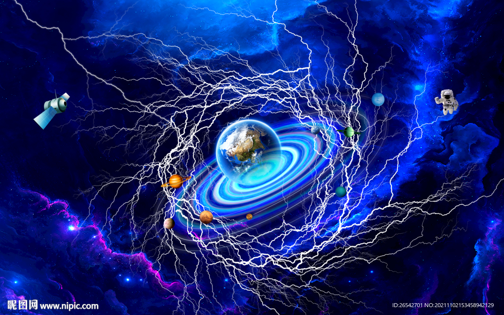 闪电星空
