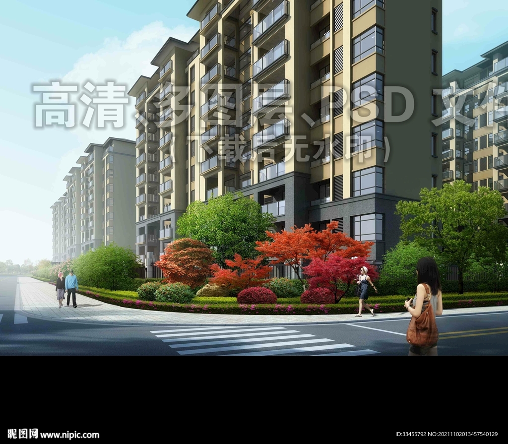 小区道路转交组团五重绿化