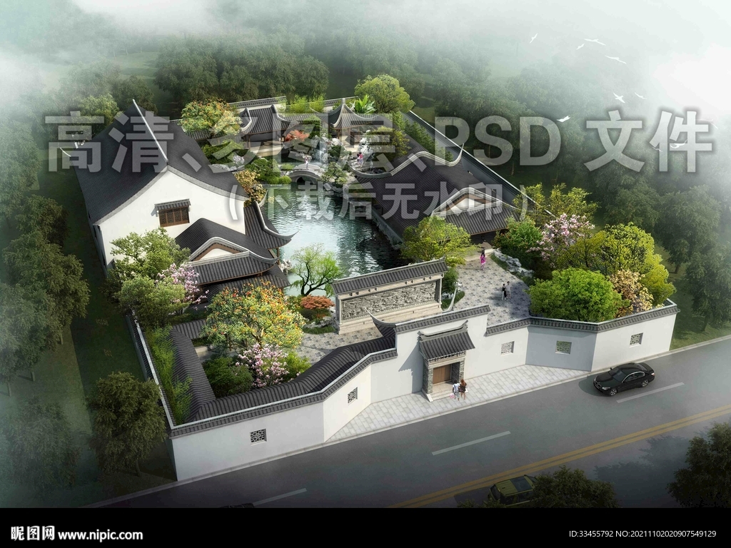 古建绿化航拍鸟瞰