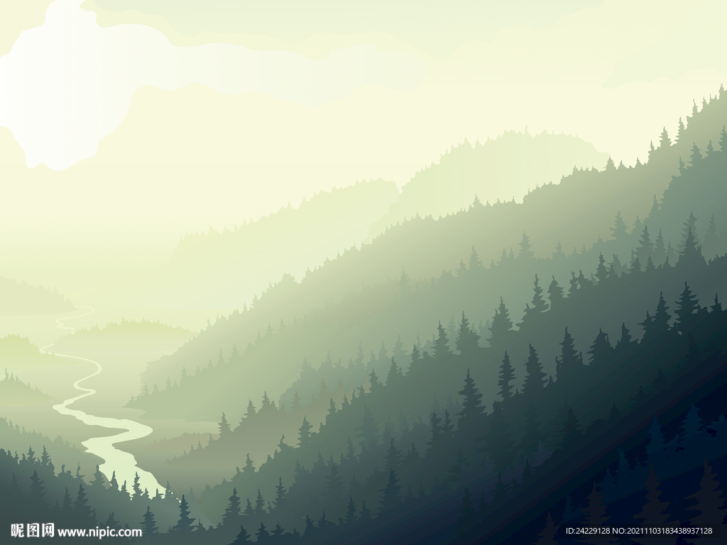 风景插画 山水画