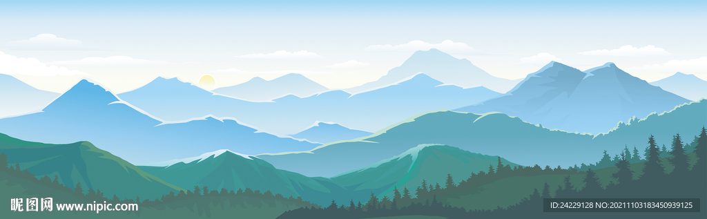 风景插画 山水画