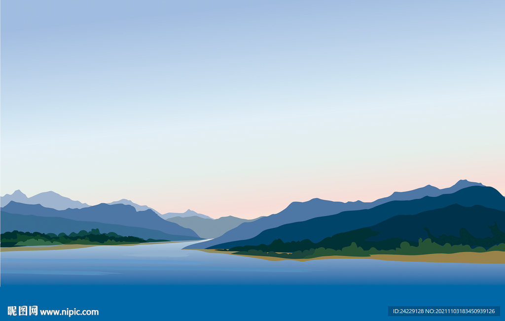 风景插画 山水画