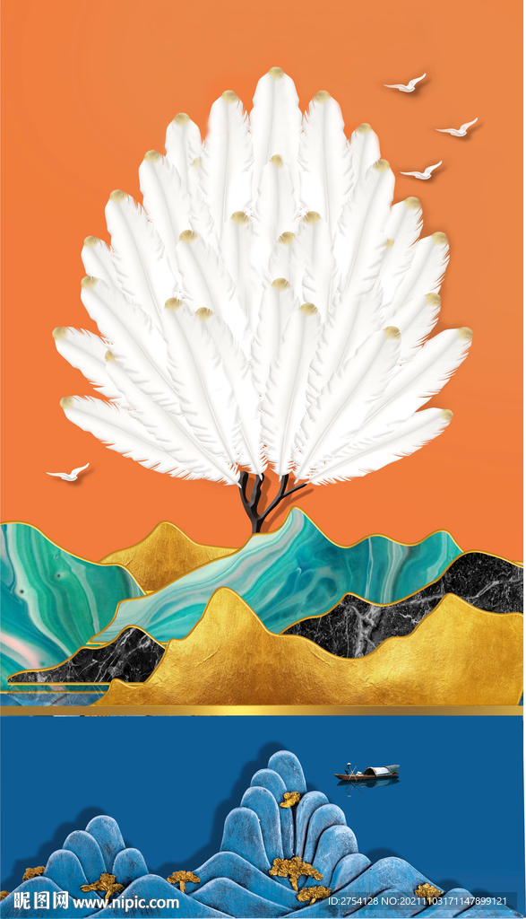 装饰画 抽象画 羽毛