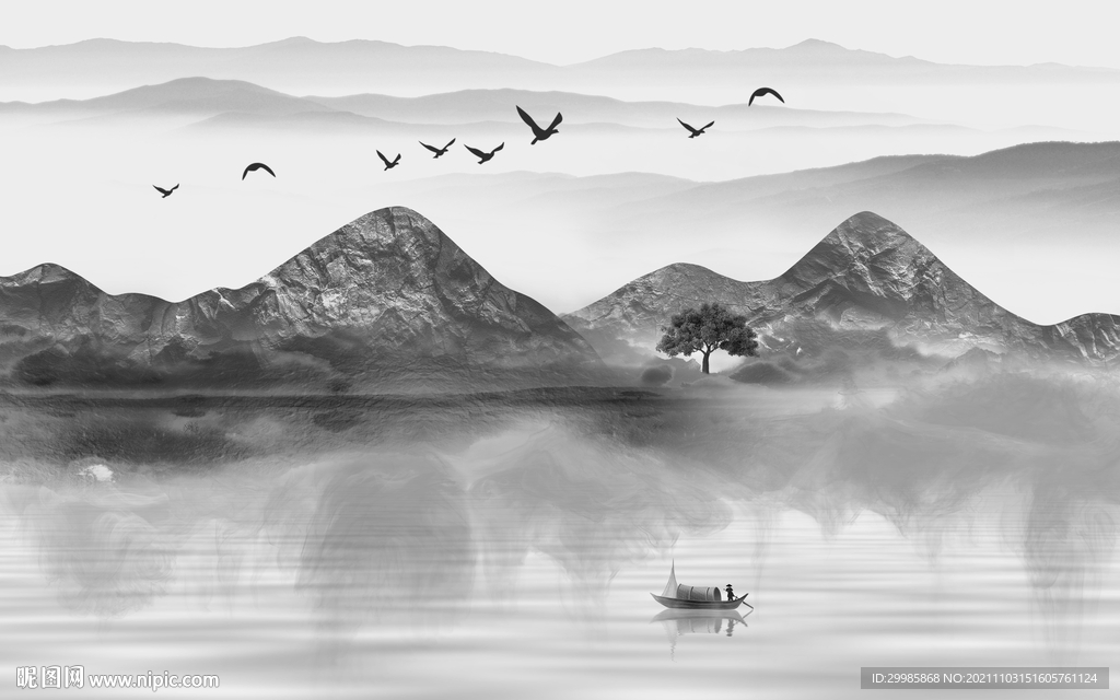 大气简约灰色山水 TIF文件