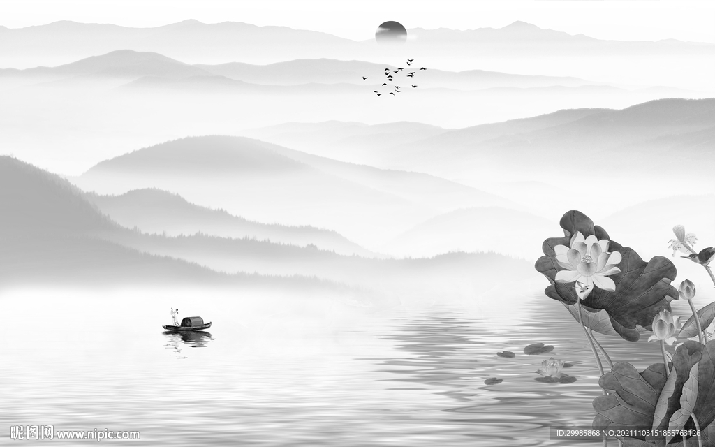现代中式灰色山水 TIF文件