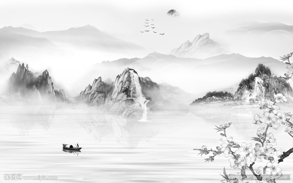 新品灰色客厅山水 TIF文件