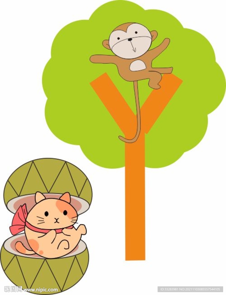 漫画猴子与树