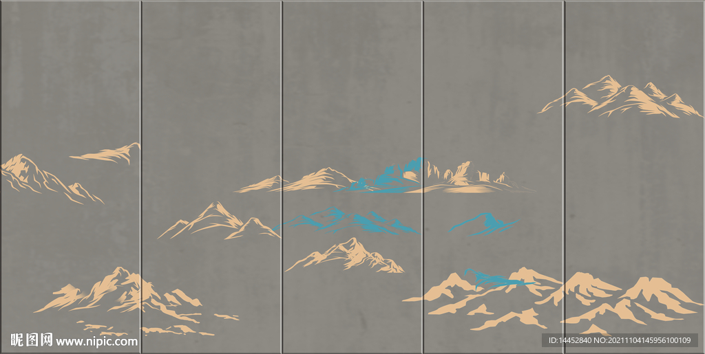 矢量山水硬包背景墙