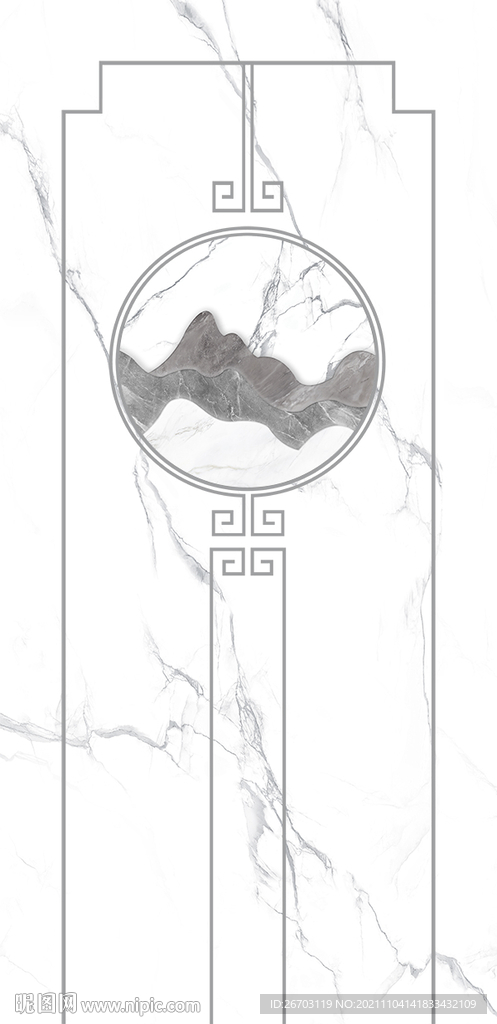 现代简约白石纹大理石玄关