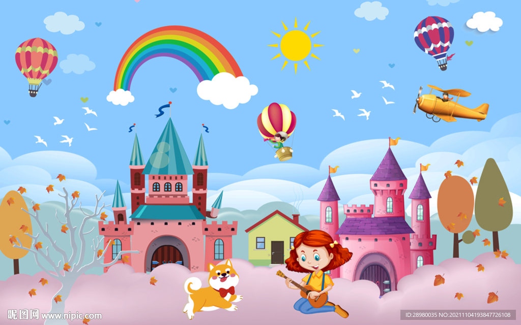 城堡儿童房背景墙