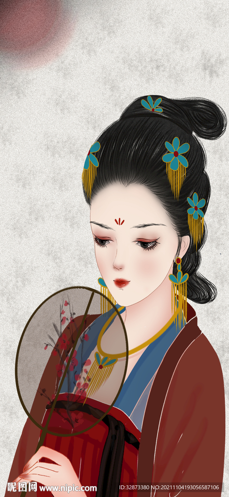 ps分层图手绘古风美女图