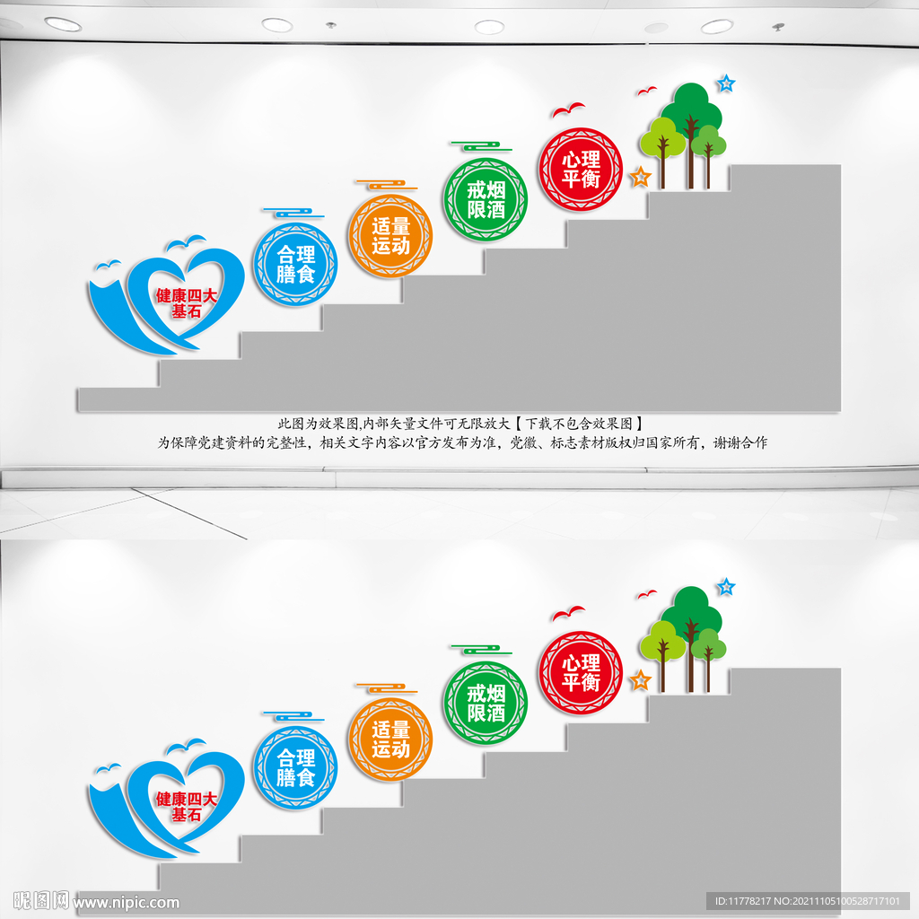 健康四大基石楼梯文化墙